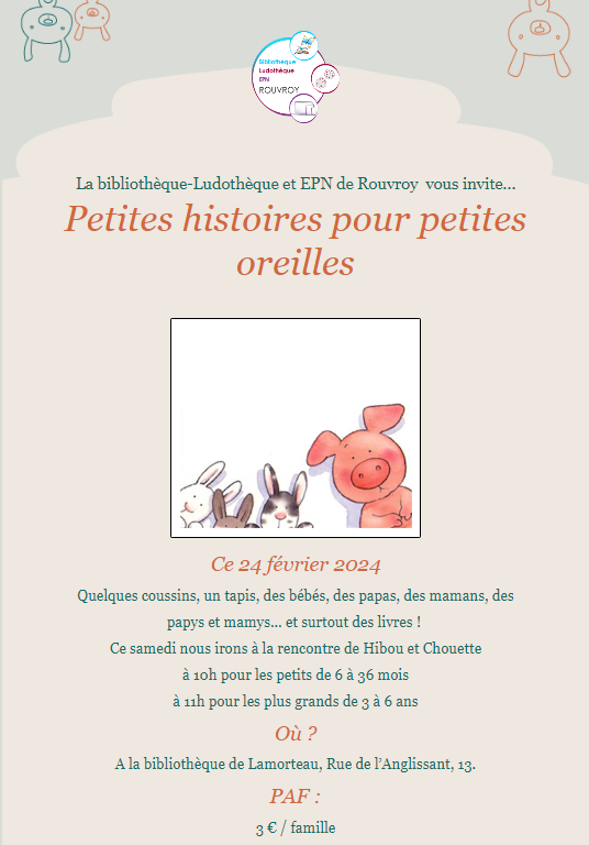 Petites Histoires pour Petites Oreilles – 24/02